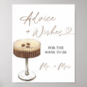 Love Is Brewing Martini Advice & Wishes Sign ポスター (正面)