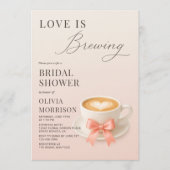 Love is Brewing QR Code Coffee Bridal Shower 招待状 (正面)