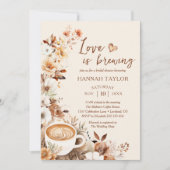 Love is Brewing QR Code Coffee Bridal Shower 招待状 (正面)