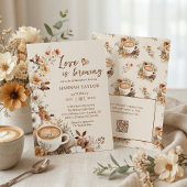 Love is Brewing QR Code Coffee Bridal Shower 招待状