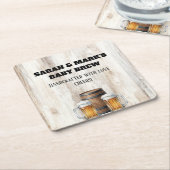Love is Brewing Rustic Brewery Shower スクエアペーパーコースター (アングル)