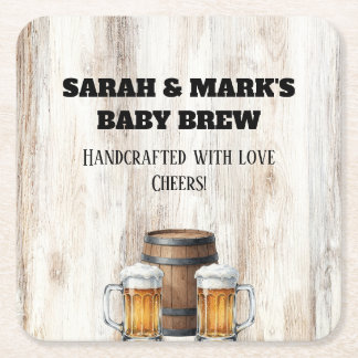 Love is Brewing Rustic Brewery Shower スクエアペーパーコースター