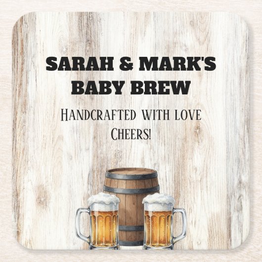 Love is Brewing Rustic Brewery Shower スクエアペーパーコースター (正面)