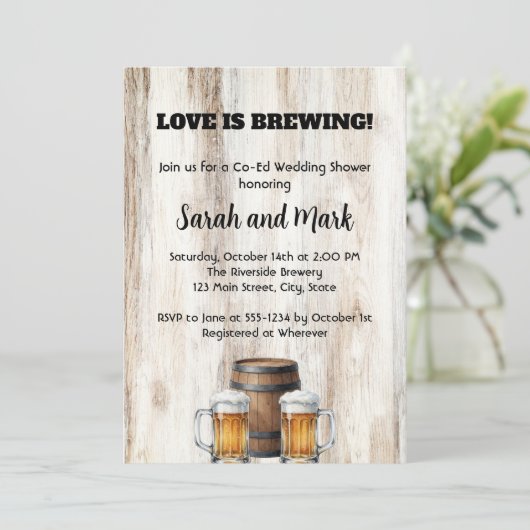 Love is Brewing Rustic Couples Bridal Shower 招待状 (スタンド正面)