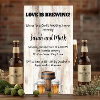 Love is Brewing Rustic Couples Bridal Shower 招待状