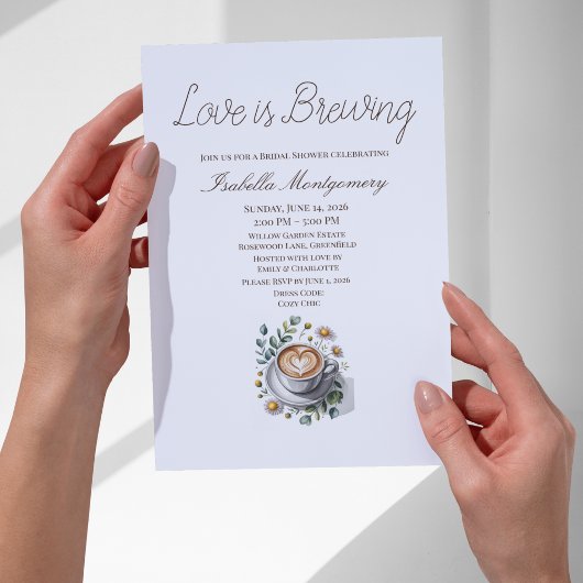 Love Is Brewing Rustic Espresso Bridal Shower 招待状