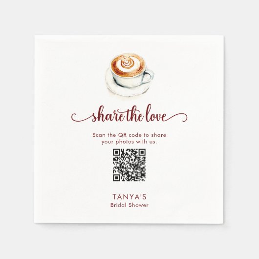 Love is Brewing Share the Love Photos QR Code スタンダードカクテルナプキン (正面)