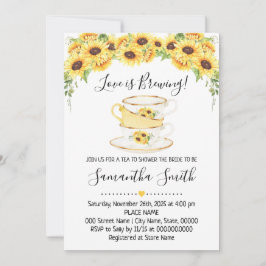 Love is brewing tea sunflowers shower invitation シーズンカード