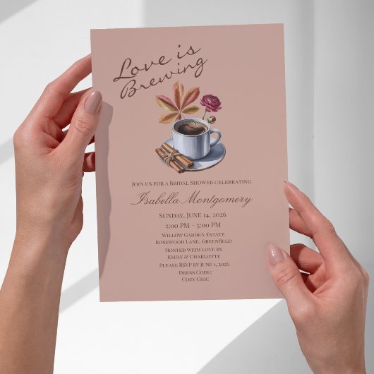 Love Is Brewing Themed Fall Coffee Bridal Shower 招待状