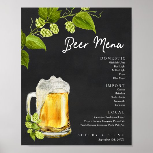 Love Is Brewing Wedding Beer Menu ポスター (正面)