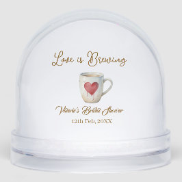 Love is Brewing white coffee mug heart bridal show