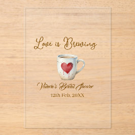 Love is Brewing white coffee mug heart bridal show アクリル招待状