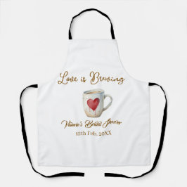 Love is Brewing white coffee mug heart bridal show エプロン