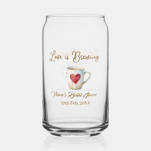 Love is Brewing white coffee mug heart bridal show ガラス缶 (正面)