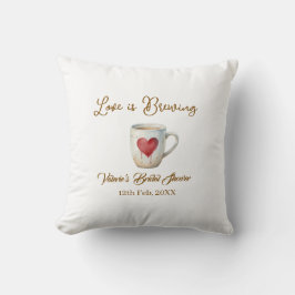 Love is Brewing white coffee mug heart bridal show クッション