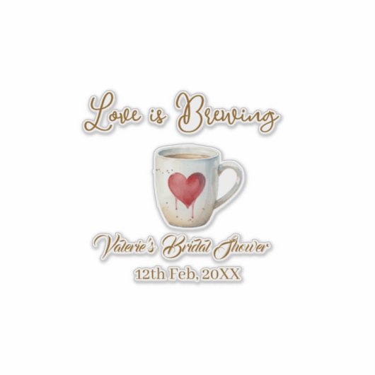 Love is Brewing white coffee mug heart bridal show シール (正面)