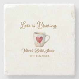 Love is Brewing white coffee mug heart bridal show ストーンコースター