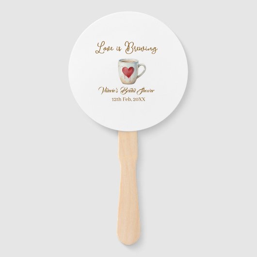 Love is Brewing white coffee mug heart bridal show ハンドファン (正面)