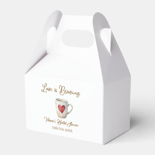 Love is Brewing white coffee mug heart bridal show フェイバーボックス (正面サイド)