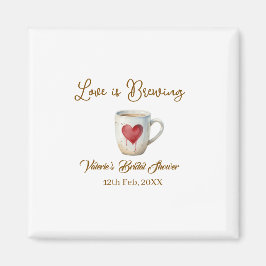 Love is Brewing white coffee mug heart bridal show マグネット