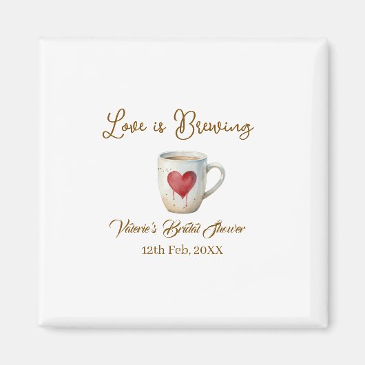 Love is Brewing white coffee mug heart bridal show マグネット (正面)