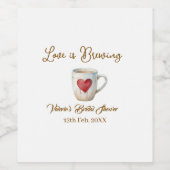 Love is Brewing white coffee mug heart bridal show ワインラベル (シングルラベル)