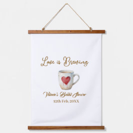 Love is Brewing white coffee mug heart bridal show 吊り下げ型タペストリー