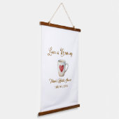 Love is Brewing white coffee mug heart bridal show 吊り下げ型タペストリー (傾斜あり)