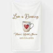 Love is Brewing white coffee mug heart bridal show 横断幕 (縦)
