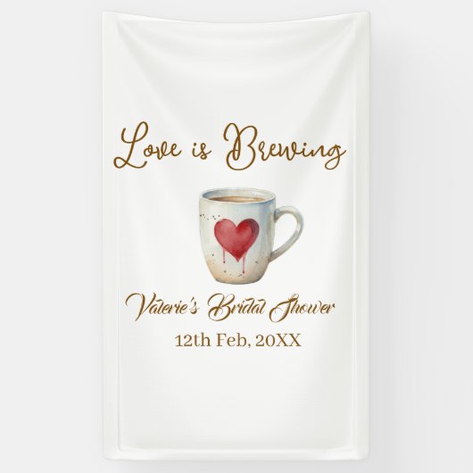 Love is Brewing white coffee mug heart bridal show 横断幕 (縦)
