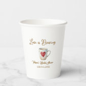 Love is Brewing white coffee mug heart bridal show 紙コップ (裏面)