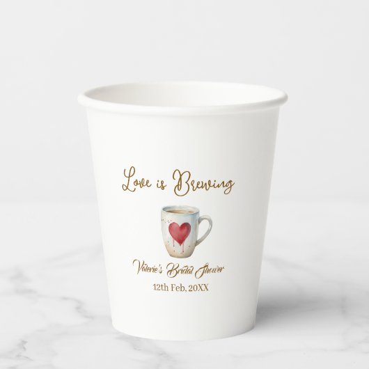 Love is Brewing white coffee mug heart bridal show 紙コップ (正面)