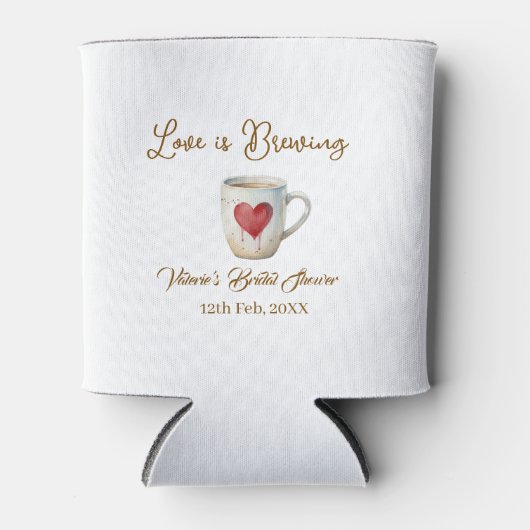 Love is Brewing white coffee mug heart bridal show 缶クーラー (正面)