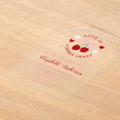 Love Is Cherry Sweet Bridal Shower アクリル招待状 (レイダウン)