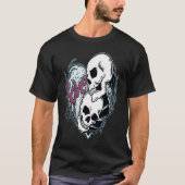 Love is Forever A cute romantic gothic skull Valen Tシャツ (正面)