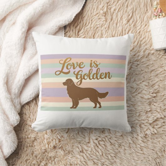 Love is Golden Throw Pillow クッション (ブランケット)