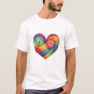Love is Handmade Rainbow Yarn Sticker. Tシャツ