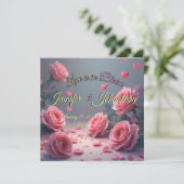 Love is in Bloom ピンクバラの結婚式セーブ・ザ・デート (スタンド正面)