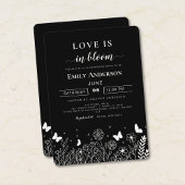 Love Is in Bloom ブラック ブライダルシャワー招待状 招待状