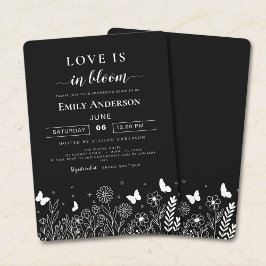 Love Is in Bloom ブラック ブライダルシャワー招待状 招待状