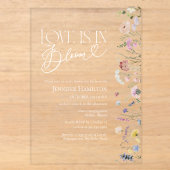 Love is in Bloom | ワイルドフラワー ボホー ウェディングシャワー アクリル招待状 (正面)