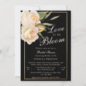 Love is in Bloom 白いバラと黒のブライダルシャワー 招待状 (正面)