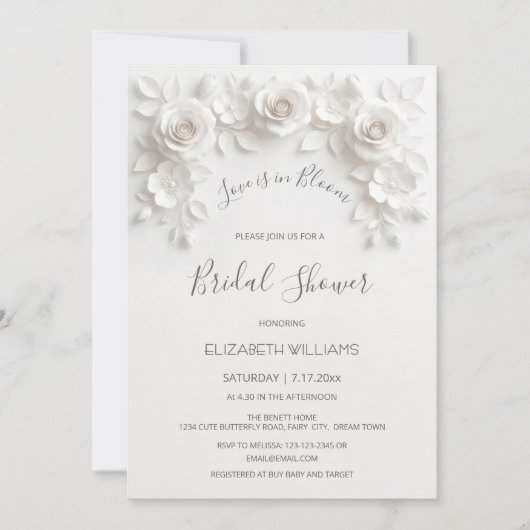 Love Is In Bloom | 3D Roses Flowers 招待状 (正面)