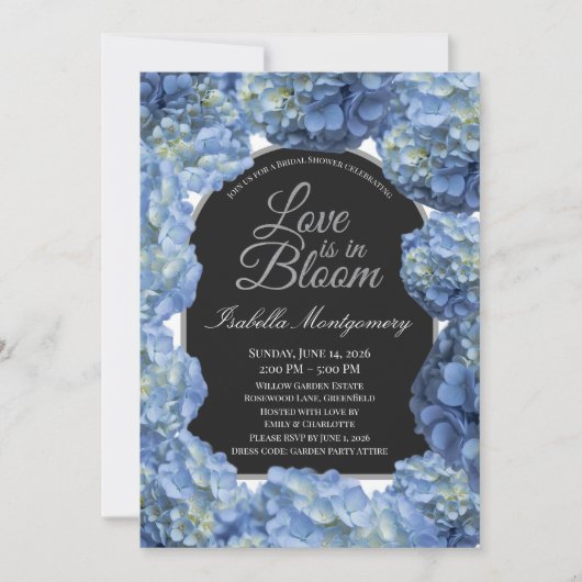 Love Is in Bloom Aesthetic Blue Hydrangea 招待状 (正面)