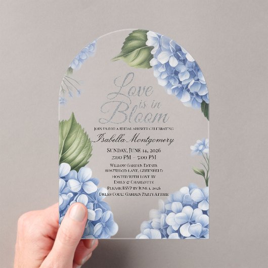 Love Is in Bloom Aesthetic Feminine Hydrangea アクリル招待状 (インサイチュ (ポータブル))