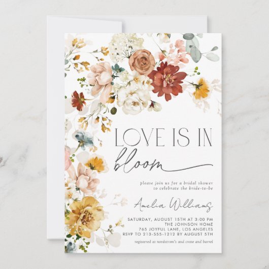 Love is in Bloom Autumn Garden Flowers 招待状 (正面)