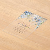 Love is in Bloom Blue Hydrangea Bridal Shower アクリル招待状 (レイダウン)