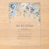 Love is in Bloom Blue Hydrangea Bridal Shower アクリル招待状 (正面)