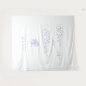 Love Is in Bloom Blue Hydrangea Bridal Shower タペストリー (正面(横))