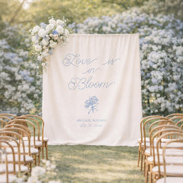 Love Is in Bloom Blue Hydrangea Bridal Shower タペストリー